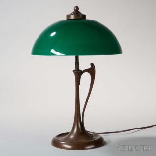 Appraisal: Bronze Table Lamp Glass and bronze Europe early th century