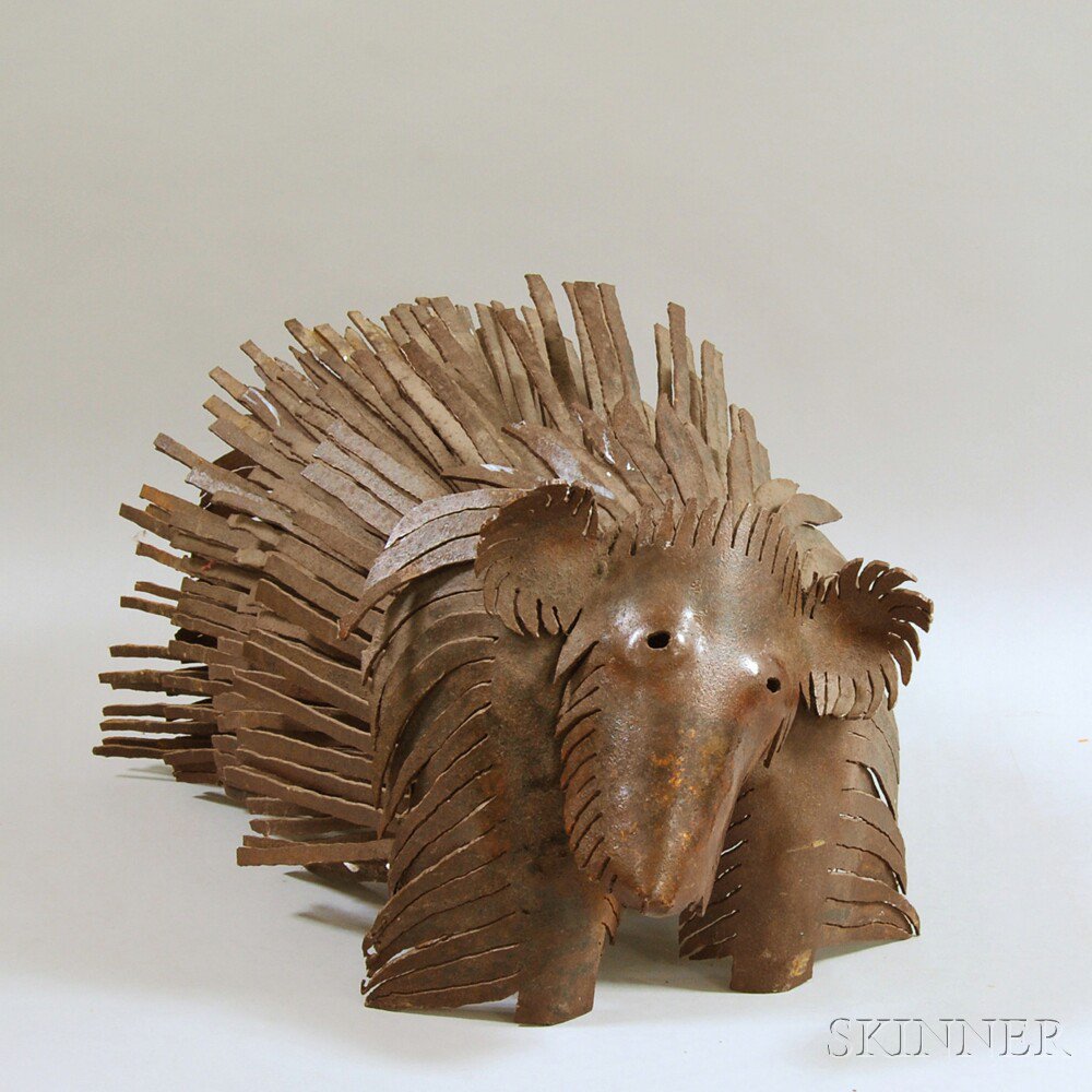 Appraisal: Iron Sculpture of a Porcupine th century ht wd dp