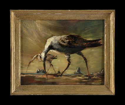 Appraisal: TH CENTURY SCHOOL BIRD Oil on canvas x in illegibly