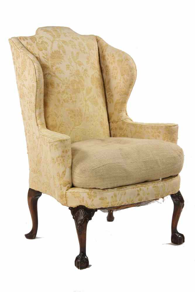 Appraisal: CUSTOM WINGCHAIR - Custom Chippendale Style Wingchair having ball and