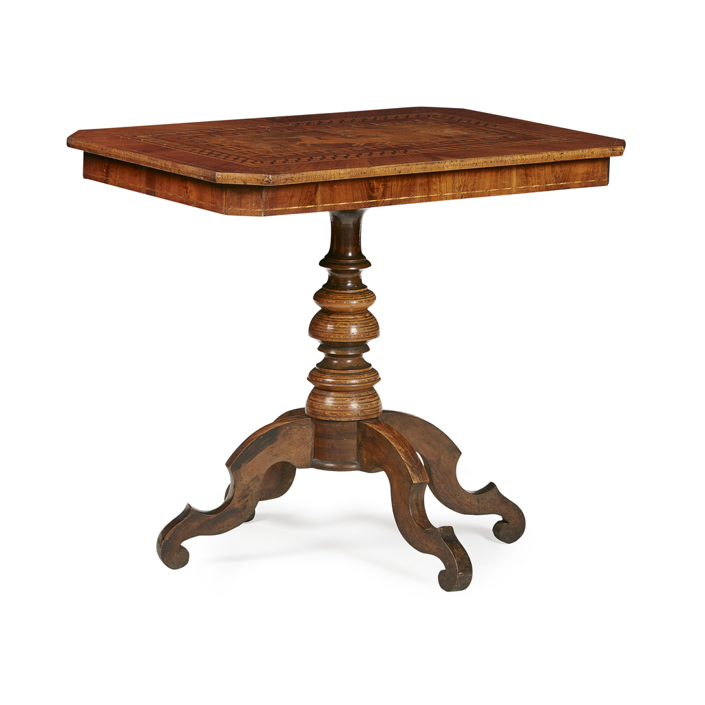 Appraisal: ITALIAN MARQUETRY AND PARQUETRY WALNUT TABLE TH CENTURY the rectangular