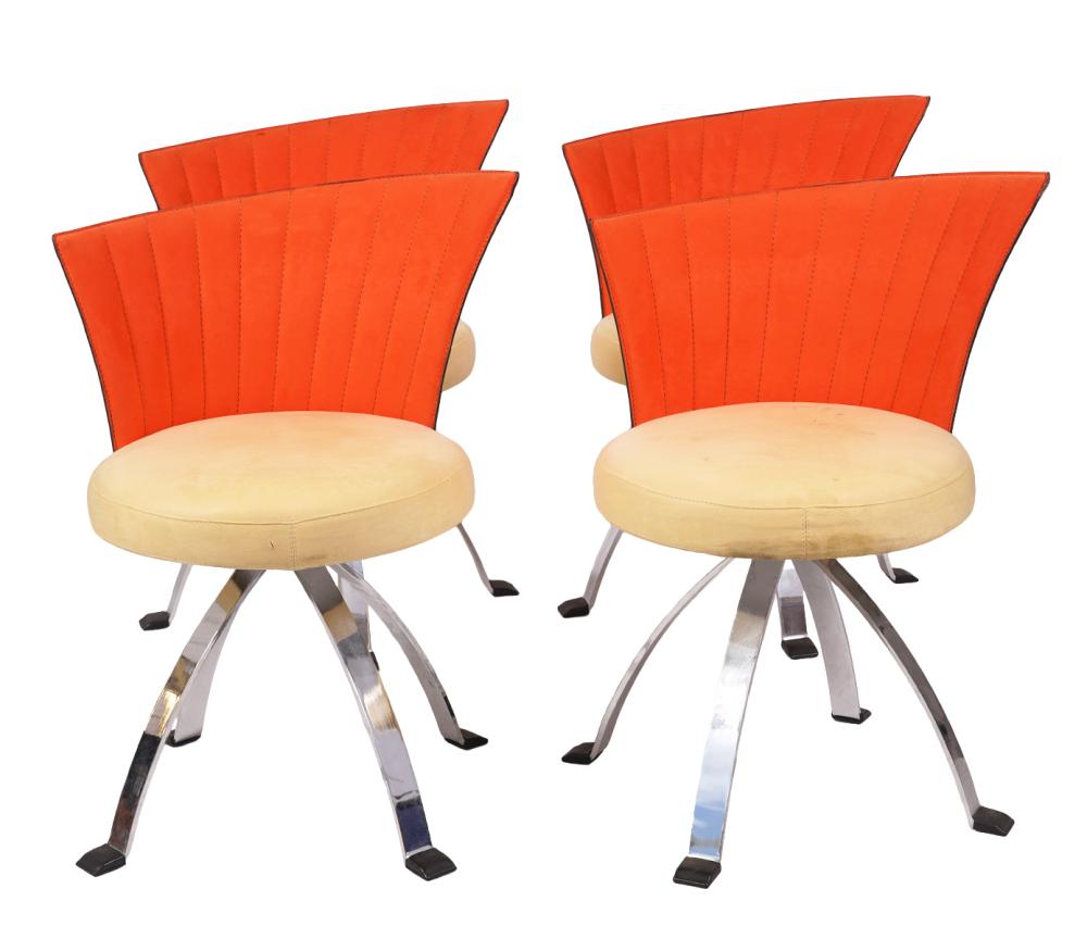 Appraisal: SAPORITI ITALIA ASYMETRICAL CHAIRS Saporiti Italia chairs with asymetrical backs