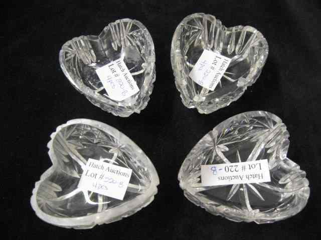 Appraisal: Cut Glass Salt Cellars heart shaped '' x ''