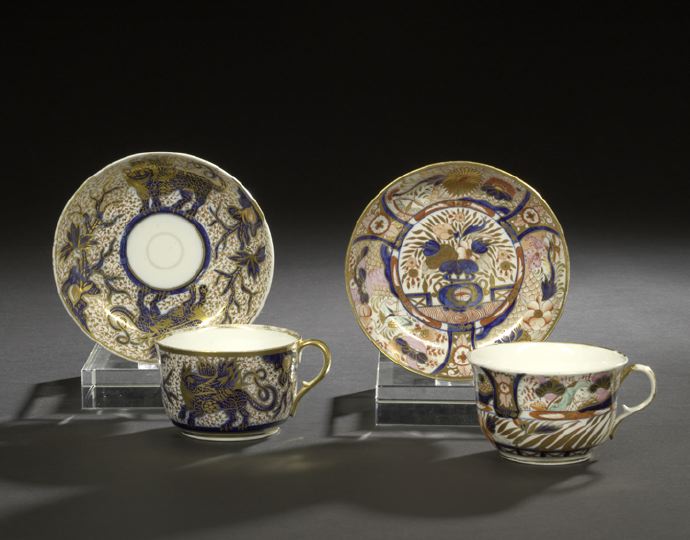 Appraisal: Two English Porcelain Bread-and-Milk Cup and Saucer Sets in the