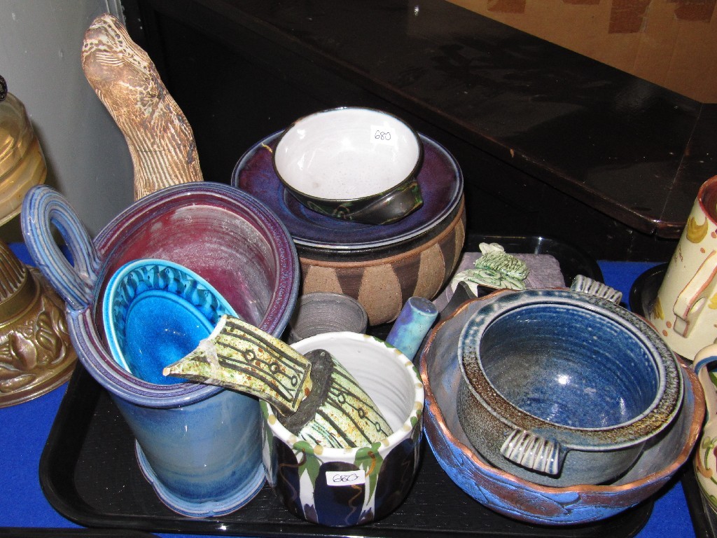 Appraisal: Tray lot of assorted Studio pottery - bowls vases etc