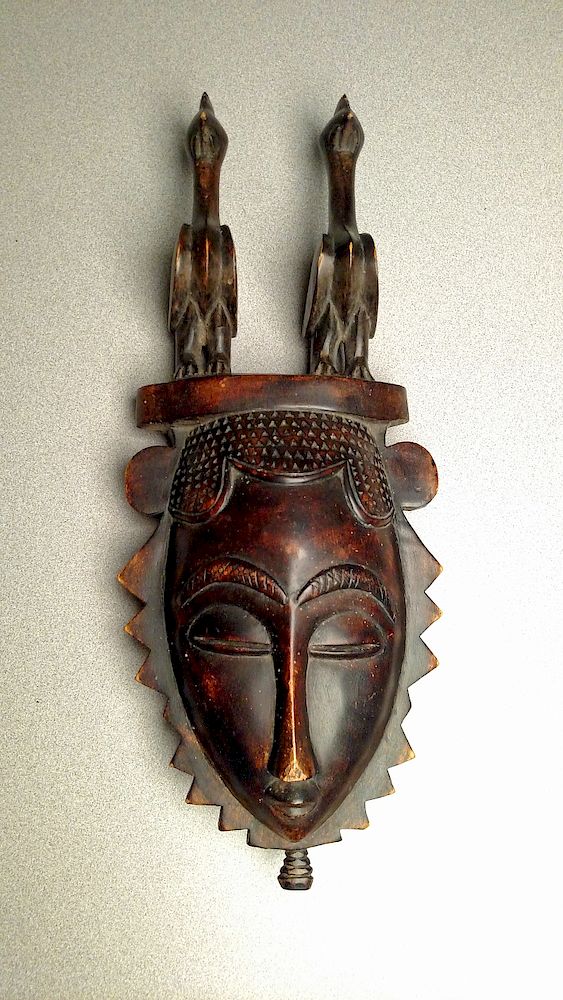 Appraisal: th C Yaure Ppl Portrait Mask w Birds Portrait mask