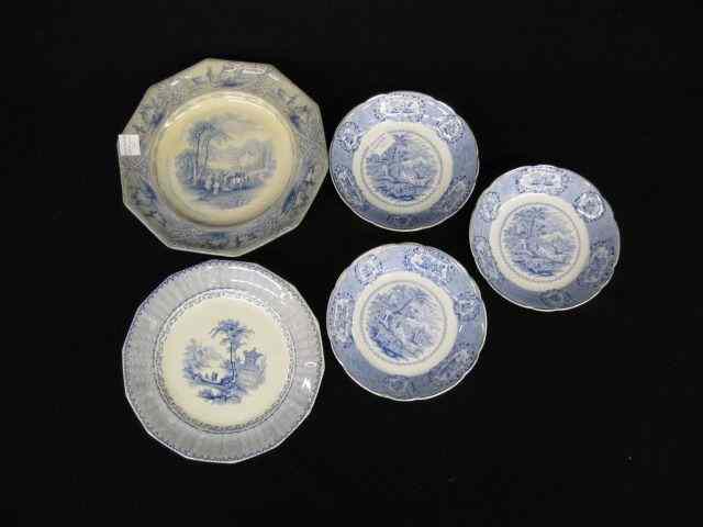 Appraisal: pcs th Century English Ironstone Bluedecorated plates bowls various patterns