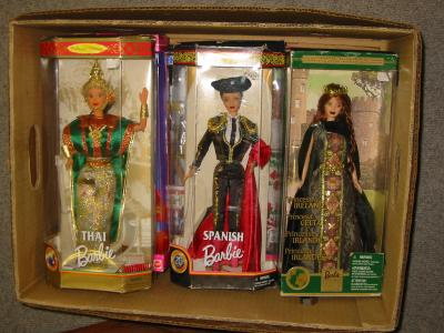 Appraisal: Six boxed Barbie dolls Thai Barbie Spanish Barbie Mexican Barbie