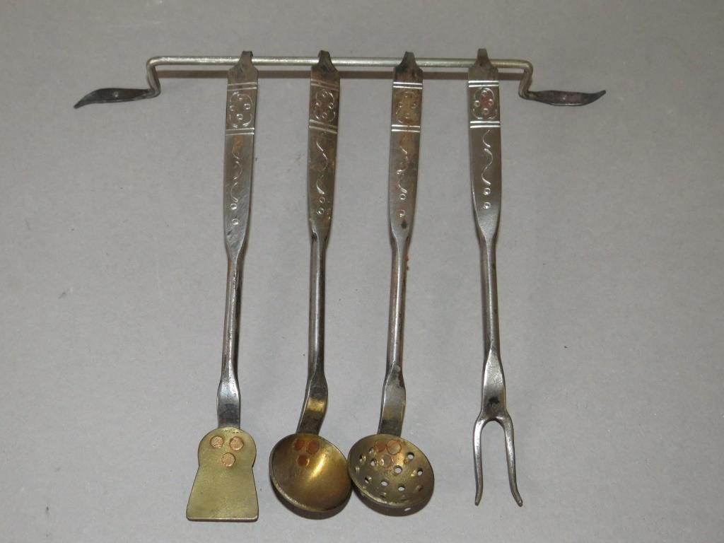 Appraisal: PC MINIATURE HAND WROUGHT UTENSIL SET BY HENRYca late th