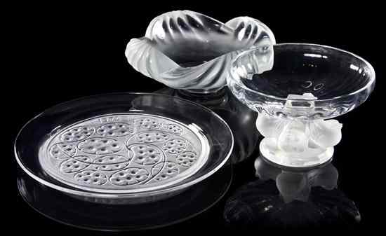 Appraisal: Three Lalique Glass Articles comprising a cabinet plate a compote