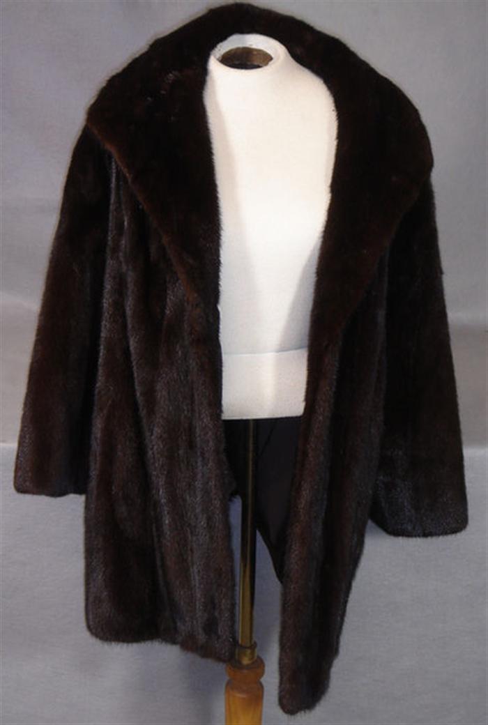 Appraisal: Dark brown mink length coat about size Estimate -