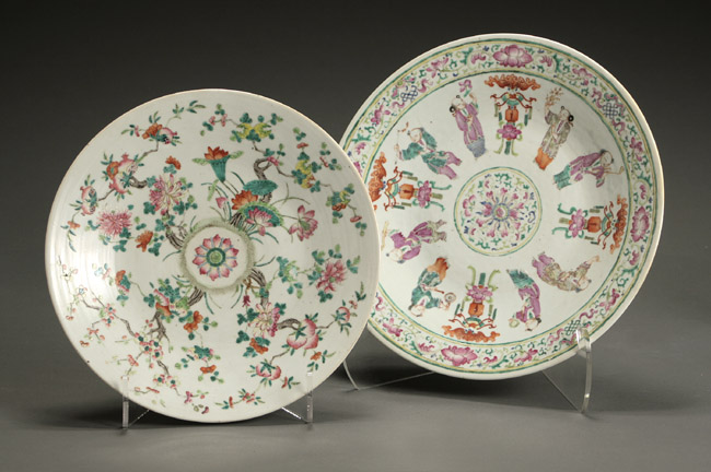 Appraisal: Two Chinese 'Famille Rose' Chargers Tongzhi-Guangxu Period - The first