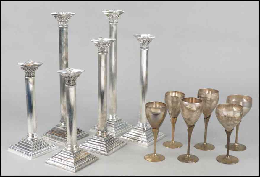 Appraisal: SET OF SIX NEOCLASSICAL STYLE COLUMNAR CANDLESTICKS Together with a