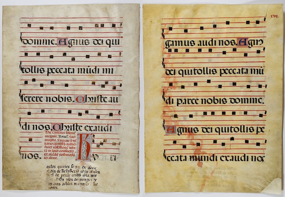 Appraisal: Grp th c Vellum Missal Leaves Group of seven th