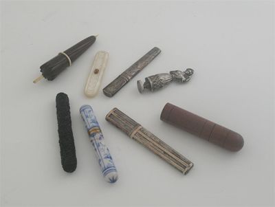 Appraisal: Eight various needle cases a Palais Royale case with slide