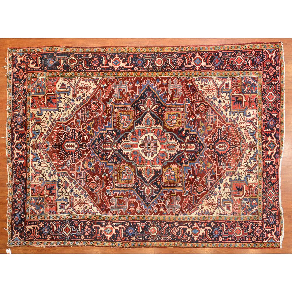 Appraisal: Semi-Antique Heriz Rug Persia x Second quarter- th century hand-knotted