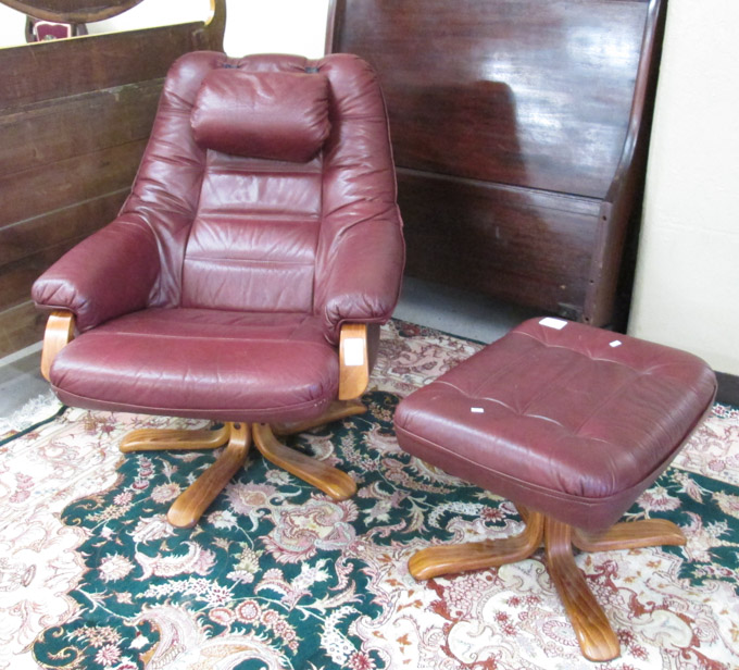 Appraisal: MID-CENTURY MODERN STYLE SWIVEL RECLINER LOUNGE CHAIR WITH MATCHING OTTOMAN