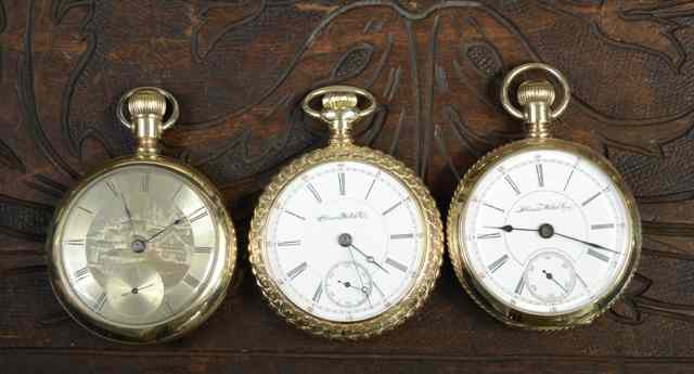 Appraisal: THREE ILLINOIS OPENFACE POCKET WATCHES model size jewels c pictorial