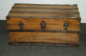 Appraisal: ADDITIONAL LOT-A metal bound chamfer wood trunk late th century