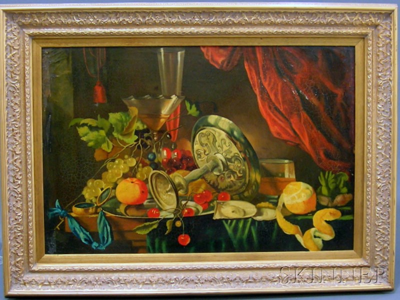 Appraisal: Continental School th Century Opulent Table Still Life with Fruit