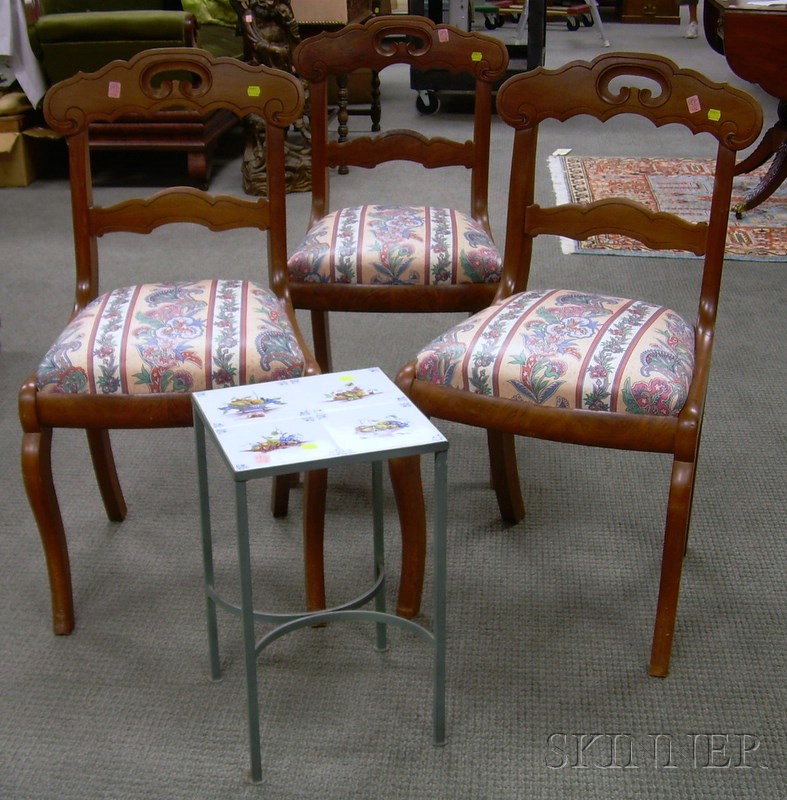 Appraisal: Set of Three Victorian Walnut Side Chairs with Upholstered Slip