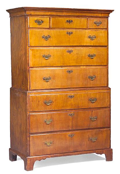 Appraisal: A George II walnut chest on chest second quarter th