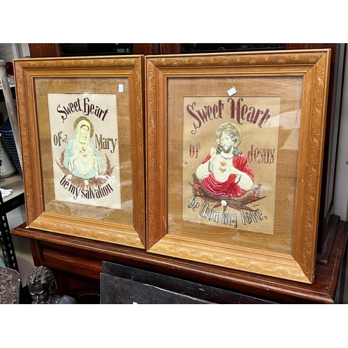 Appraisal: Pair of Prints in pressed frame Sweet heart of Mary