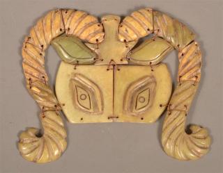 Appraisal: Carved Jade Ceremonial Mask carved pieces wired together to make