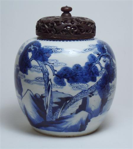 Appraisal: A th century Japanese blue painted ginger jar of ovoid