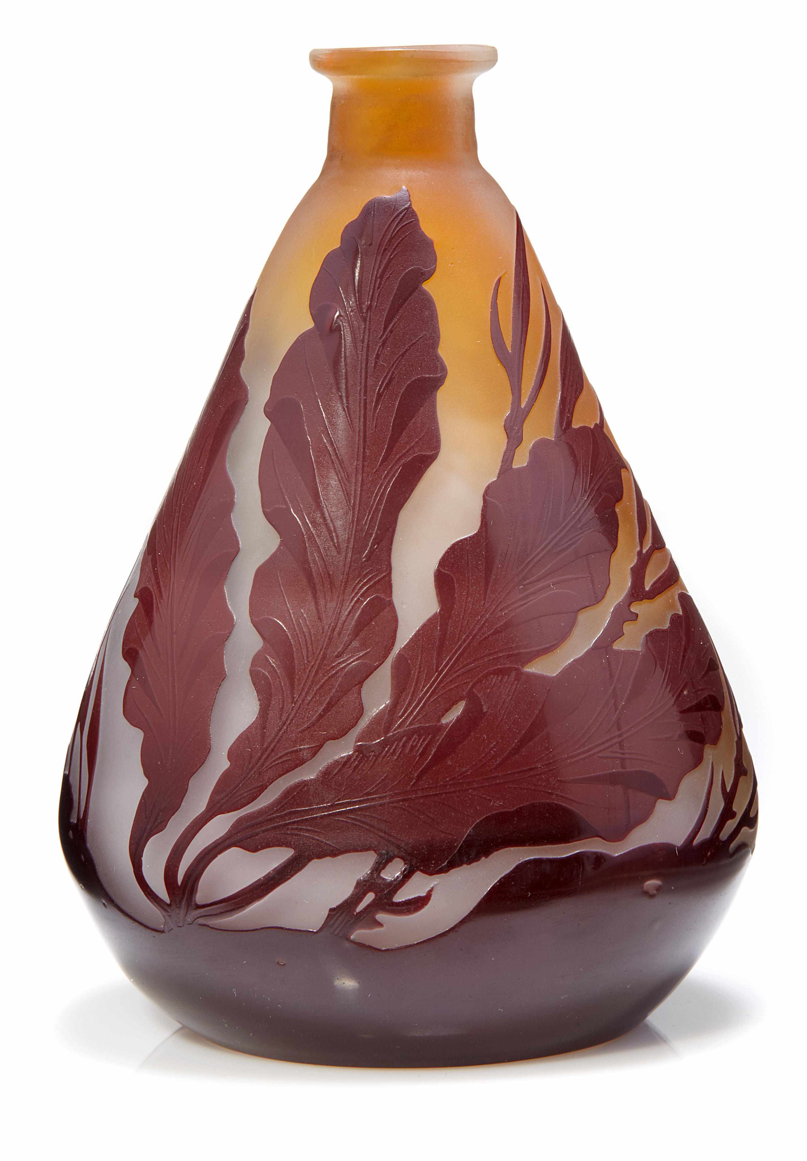 Appraisal: A Gall cameo glass seaweed vase circa signed in cameo