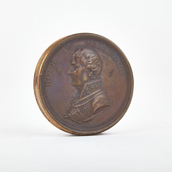 Appraisal: English Bronze Duke of Wellington Commemorative Medallion Form Box early