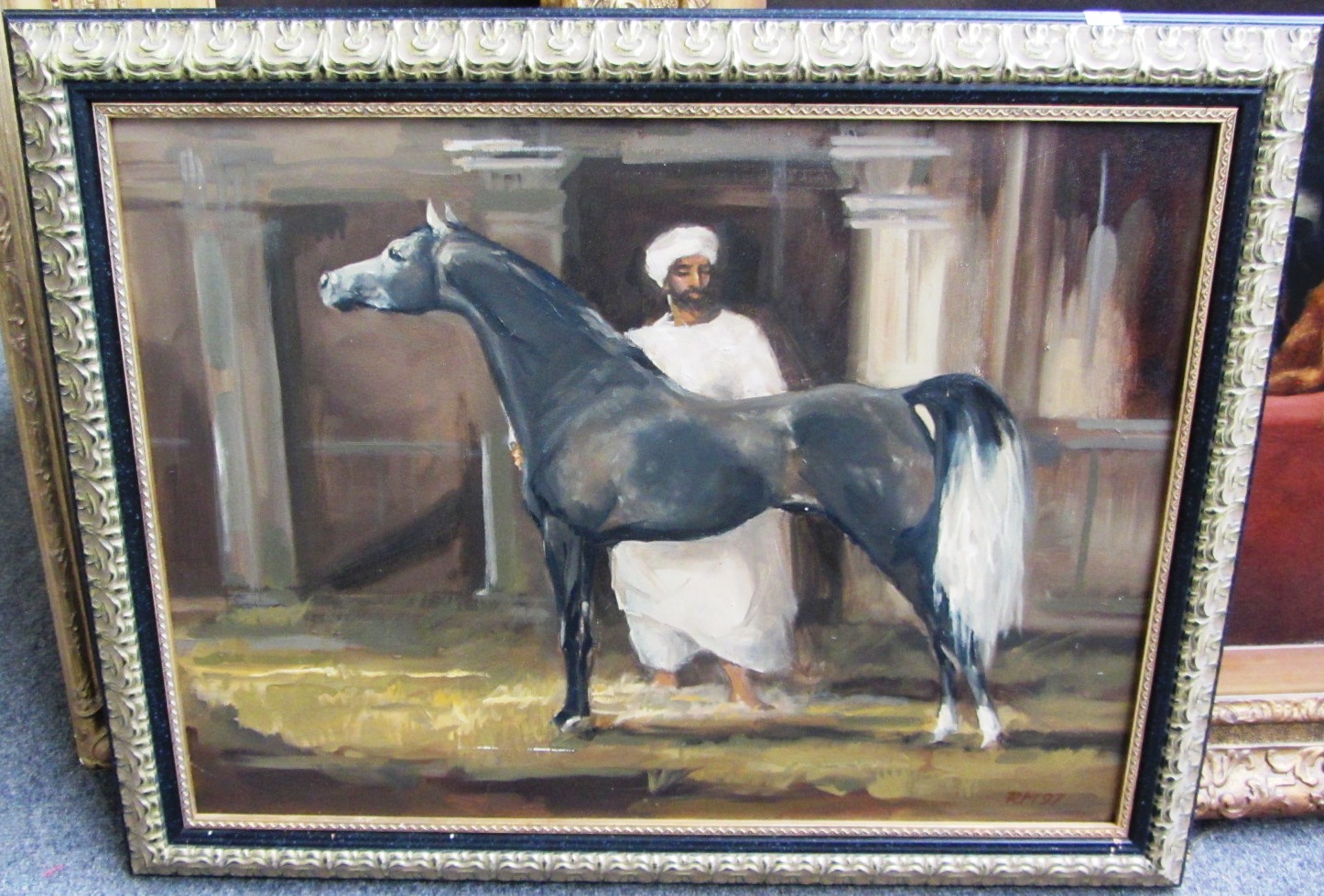 Appraisal: Rosita Marlborough b Minnie Arab and horse oil on canvas