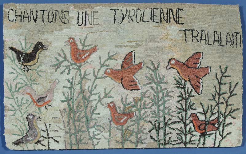 Appraisal: French Canadian Hooked Rug with birds in the tree tops