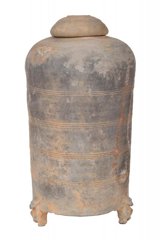 Appraisal: A LARGE CHINESE DOME-LIDDED GRANARY JAR HAN DYNASTY BC -