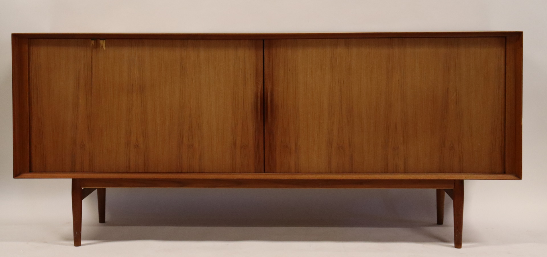 Appraisal: Midcentury Arne Vodder Sibast Tambour Front Teak Cabinet Signed and