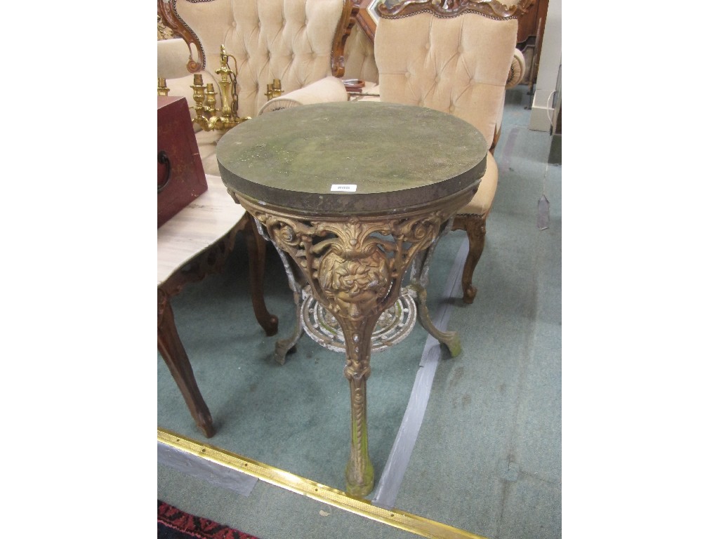 Appraisal: Neo classical style gilt cast iron garden table