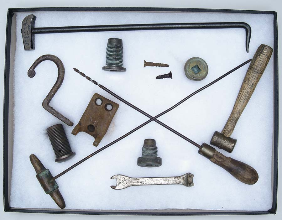 Appraisal: LOT OF MISCELLANEOUS ARTILLERY ITEMS Non-excavated orig artillery tow hook