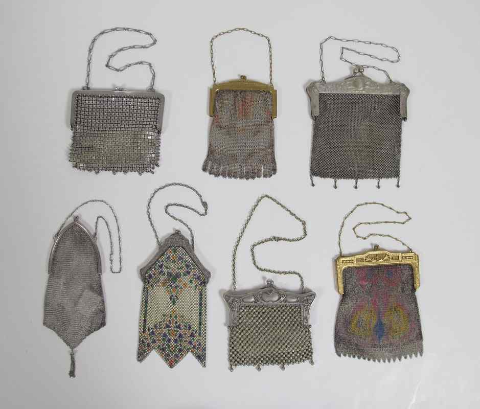 Appraisal: PC VINTAGE MESH PURSES Include the sterling cathedral shape a