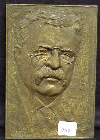 Appraisal: Bronze Teddy Roosevelt plaque h x w no marks