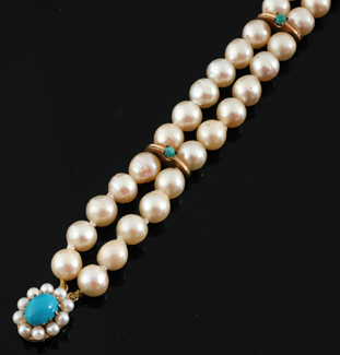 Appraisal: A double strand cultured pearl bracelet Comprising twenty three baroque