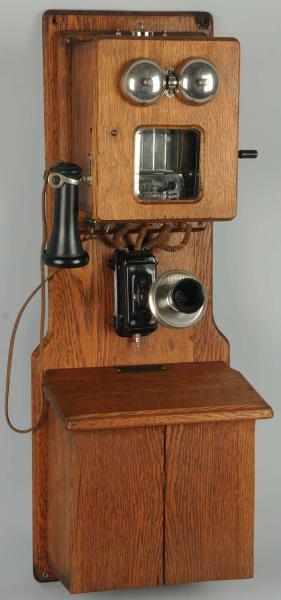 Appraisal: Chicago Glass Front -Box Telephone Circa oak beveled glass top