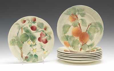 Appraisal: A Set of St Clement Majolica Fruit Plates French ca