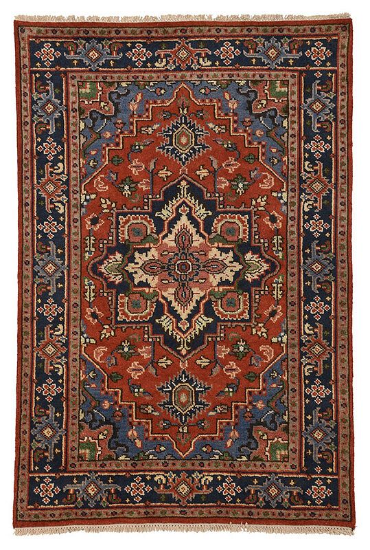 Appraisal: Heriz Rug th st century blue polygonal central medallion with