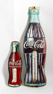 Appraisal: Two Vintage Metal Coca-Cola Thermometers Height of taller inches Estimate