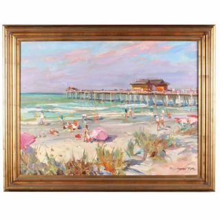 Appraisal: James P Kerr FL The Naples Pier oil on canvas