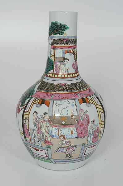 Appraisal: Chinese Porcelain Vase China A porcelain bottle neck vase with