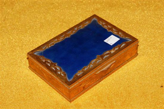 Appraisal: VERMEIL STERLING SILVER ITALIAN BOX WITH BLUE ENAMEL LID