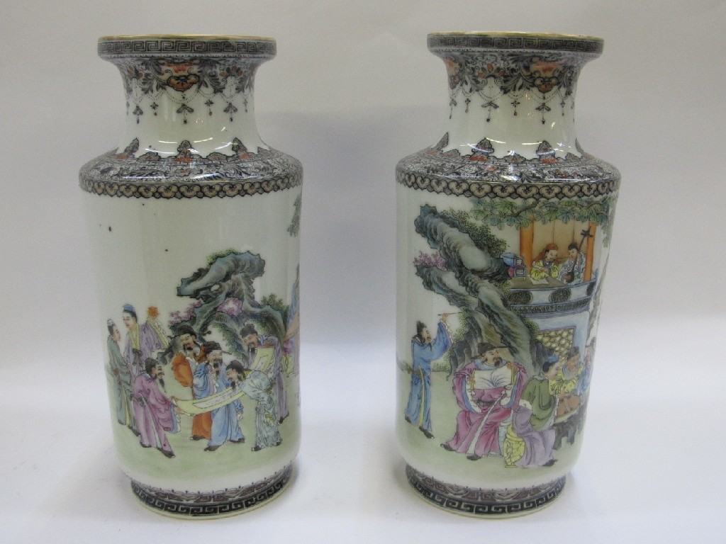 Appraisal: Pair of Chinese vases decorated with figures in a garden