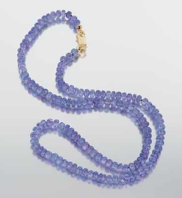 Appraisal: A Ladies' Tanzanite Bead Necklace k yellow gold lobster clasp