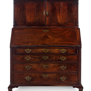 Appraisal: A George III Carved Mahogany Slant-Front Secretary Desk in the